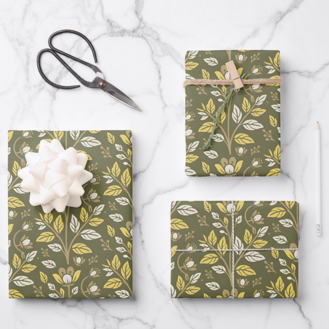 Embrace Nature with Elegant Floral Patterns Wrapping Paper Sheet (Front)