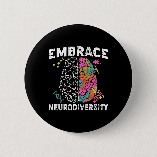 Embrace Neurodiversity ADHD Autism Awareness  6 Cm Round Badge (Front)