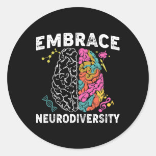 Embrace Neurodiversity Adhd Autism Awareness Classic Round Sticker
