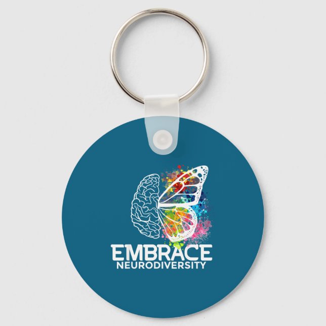 Embrace Neurodiversity Adhd Awareness Small Key Ring (Front)