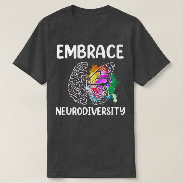 Embrace Neurodiversity Autism ADHD ASD Rainbow Bra T-Shirt (Design Front)
