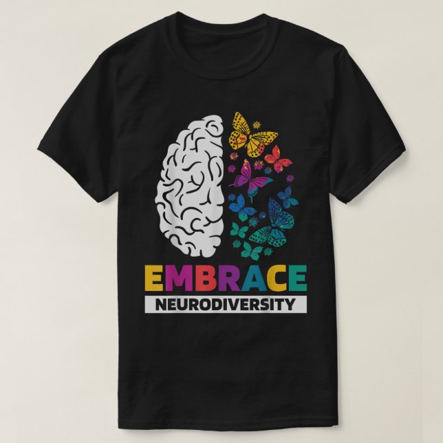 Embrace Neurodiversity Autism ADHD ASD Rainbow Bra T-Shirt (Design Front)