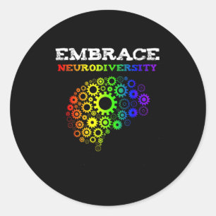 Embrace Neurodiversity Autism Adhd Rainbow Brain S Classic Round Sticker