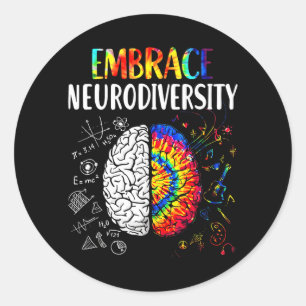 Embrace Neurodiversity Autism Awareness ASD Men Classic Round Sticker
