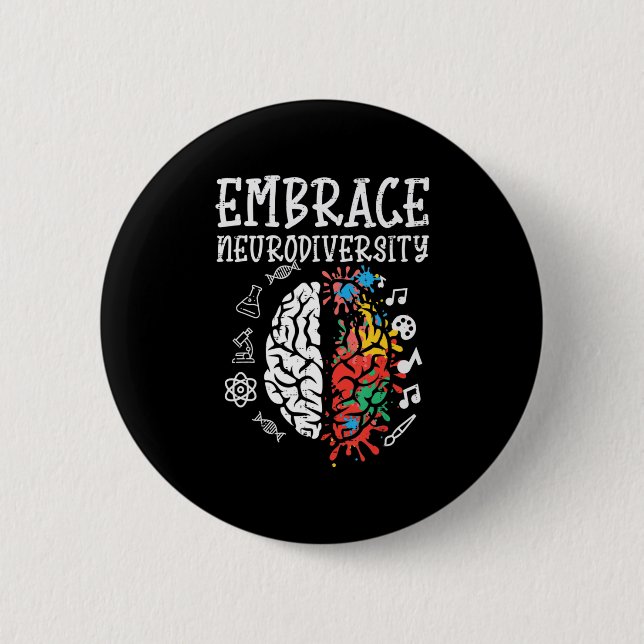 Embrace Neurodiversity Autism Awareness ASD Men Wo 6 Cm Round Badge (Front)