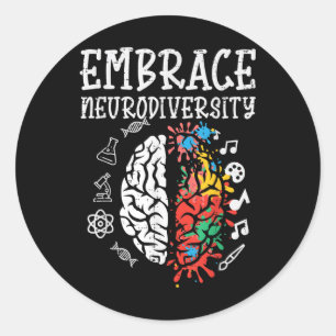 Embrace Neurodiversity Autism Awareness Asd Men Wo Classic Round Sticker