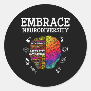 Embrace Neurodiversity Autism Awareness Asd Men Wo Classic Round Sticker