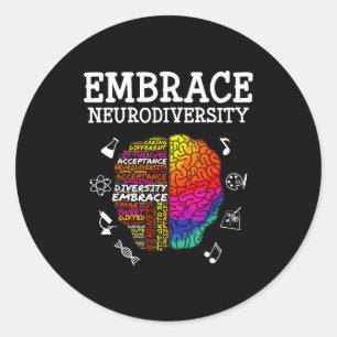 Embrace Neurodiversity Autism Awareness Asd Men Wo Classic Round Sticker