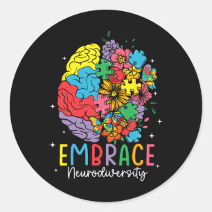 Embrace Neurodiversity Autism Awareness Asd Men Wo Classic Round Sticker