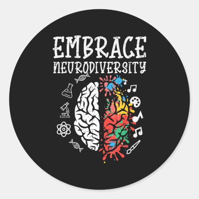 Embrace Neurodiversity Autism Awareness ASD Men Wo Classic Round Sticker (Front)