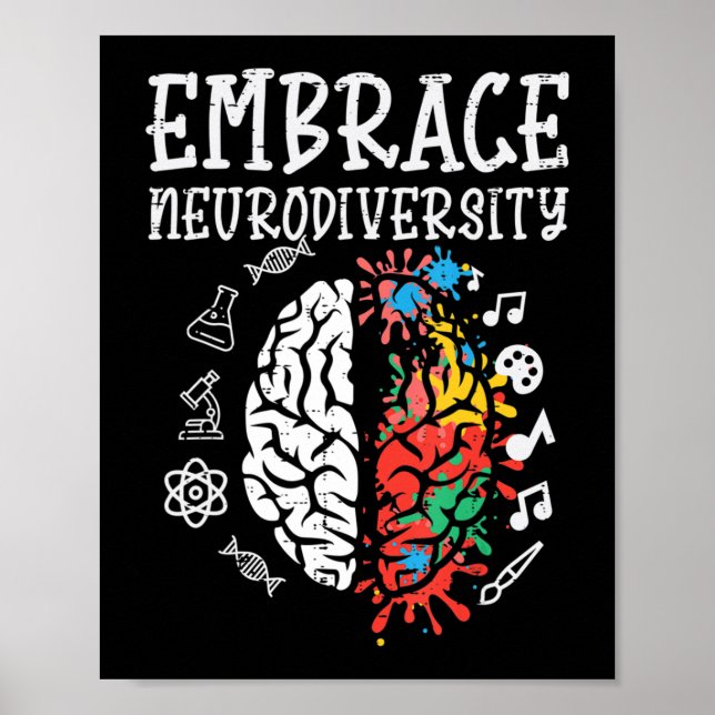 Embrace Neurodiversity Autism Awareness ASD Men Wo Poster (Front)