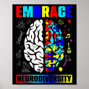 Embrace Neurodiversity Autism Awareness Men Women Poster