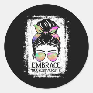Embrace Neurodiversity Autism Awareness Neurodiver Classic Round Sticker