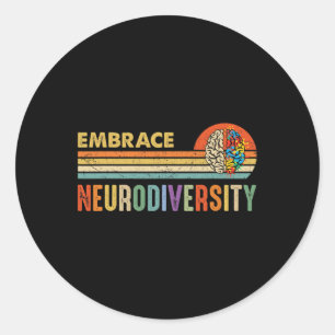 Embrace Neurodiversity Autism Awareness Neurodiver Classic Round Sticker