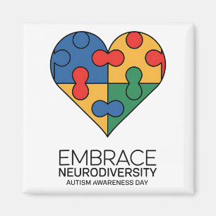 Embrace Neurodiversity Autism Awareness Puzzle Hea Magnet
