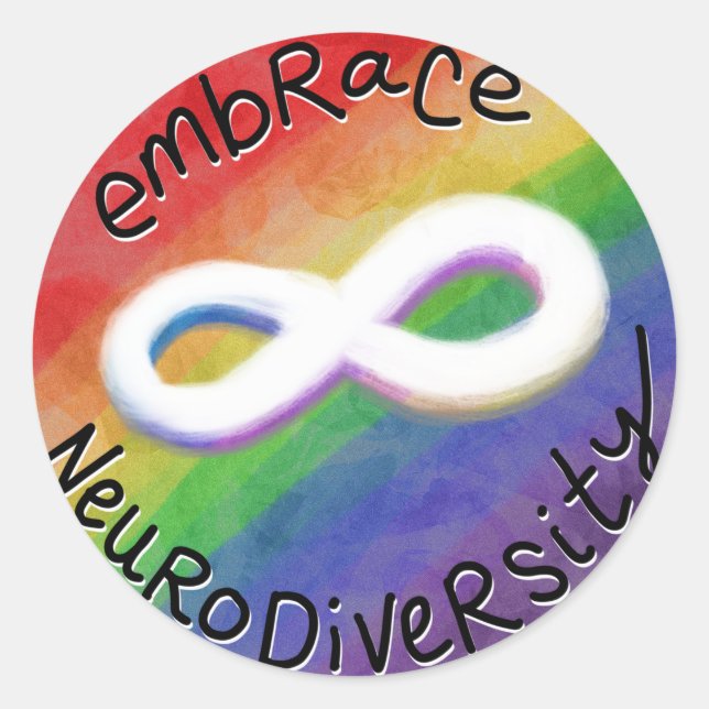 Embrace Neurodiversity (Black Text) Classic Round Sticker (Front)