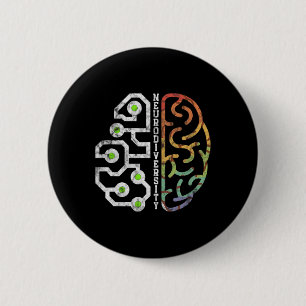 Embrace Neurodiversity Brain Autism Awareness  6 Cm Round Badge