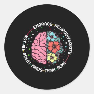 Embrace Neurodiversity Brain Autism Awareness Adhd Classic Round Sticker