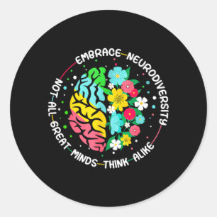 Embrace Neurodiversity Brain Autism Awareness ADHD Classic Round Sticker