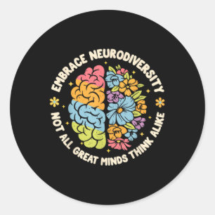Embrace Neurodiversity Brain Autism Awareness Adhd Classic Round Sticker