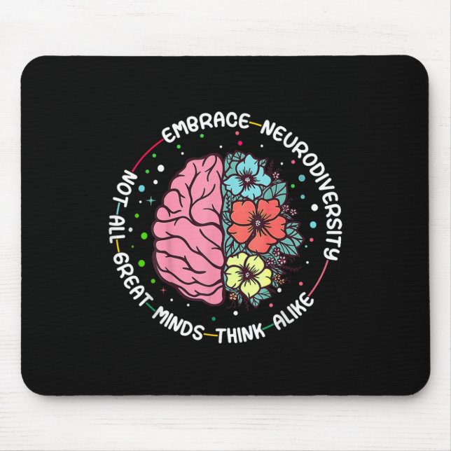 Embrace Neurodiversity Brain Autism Awareness Adhd Mouse Pad (Front)