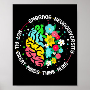 Embrace Neurodiversity Brain Autism Awareness ADHD Poster
