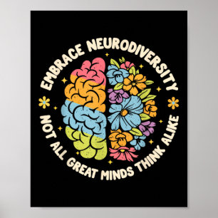 Embrace Neurodiversity Brain Autism Awareness Adhd Poster