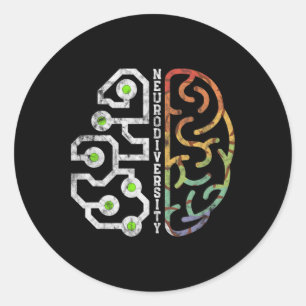 Embrace Neurodiversity Brain Autism Awareness Classic Round Sticker