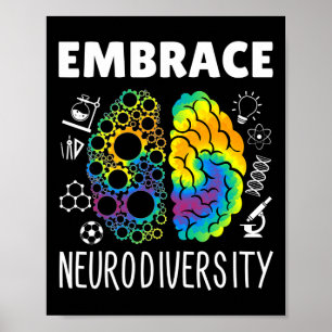 Embrace Neurodiversity - Brain Autism Awareness Mo Poster