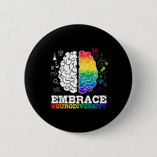 Embrace Neurodiversity Brain Cool Autism Awareness 6 Cm Round Badge