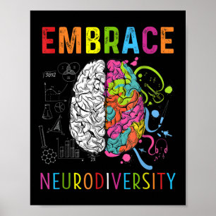 Embrace Neurodiversity Brain Embrace Adhd Autism  Poster