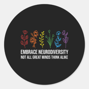 Embrace Neurodiversity Flower Autism Awareness Mum Classic Round Sticker