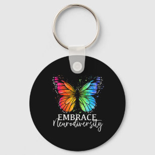 Embrace Neurodiversity Rainbow Butterfly Autism Wo Key Ring