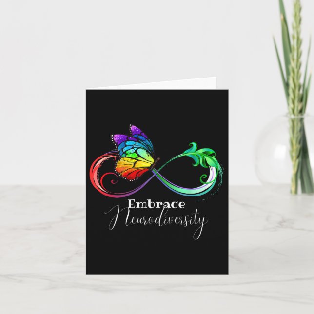 Embrace Neurodiversity Rainbow Infinity Butterfly  Card (Front)