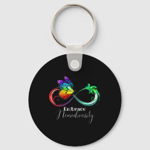 Embrace Neurodiversity Rainbow Infinity Butterfly Key Ring