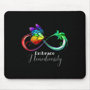 Embrace Neurodiversity Rainbow Infinity Butterfly Mouse Pad