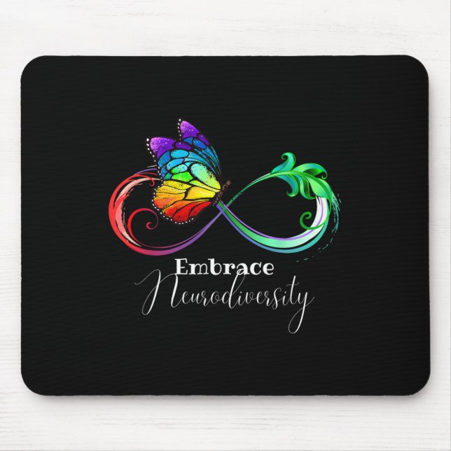 Embrace Neurodiversity Rainbow Infinity Butterfly  Mouse Pad (Front)