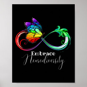Embrace Neurodiversity Rainbow Infinity Butterfly Poster
