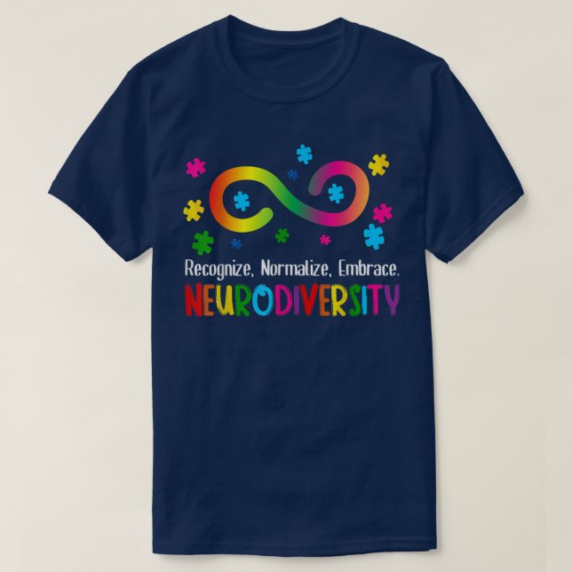 Embrace Neurodiversity Spectrum ASD ADHD Rainbow i T-Shirt (Design Front)