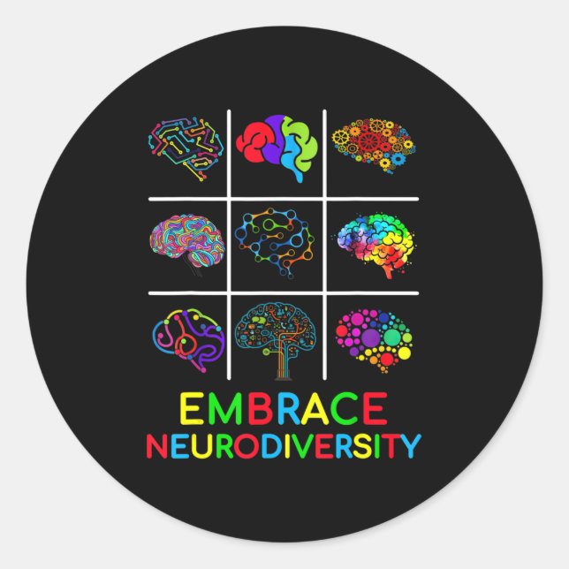 Embrace Neurodiversity Video Game Autism Awareness Classic Round Sticker (Front)