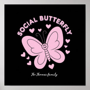 Embrace Social Butterfly Vibes Trendy Retro  Poster