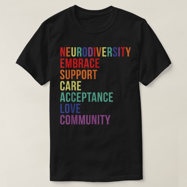 Embrace Support Neurodiversity Brain ADHD Autism A T-Shirt (Design Front)