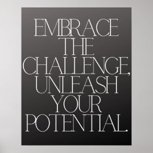 "Embrace the challenge Inspirational Chalkboard Poster