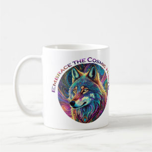 Embrace the Cosmic Howl Wolf Coffee Mug