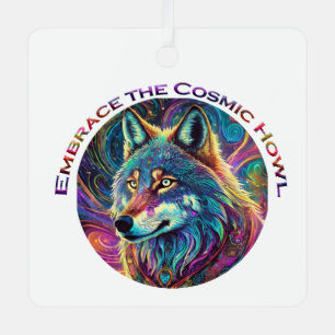 Embrace the Cosmic Howl Wolf Metal Tree Decoration