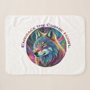 Embrace the Cosmic Howl Wolf Sherpa Blanket