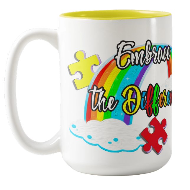 Embrace the difference Proud Autism Mama Two-Tone Coffee Mug (Embrace the difference Proud Autism Mama Two-Tone Coffee Mug)