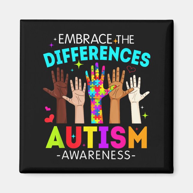 Embrace the differences autism awareness autistic magnet (Front)