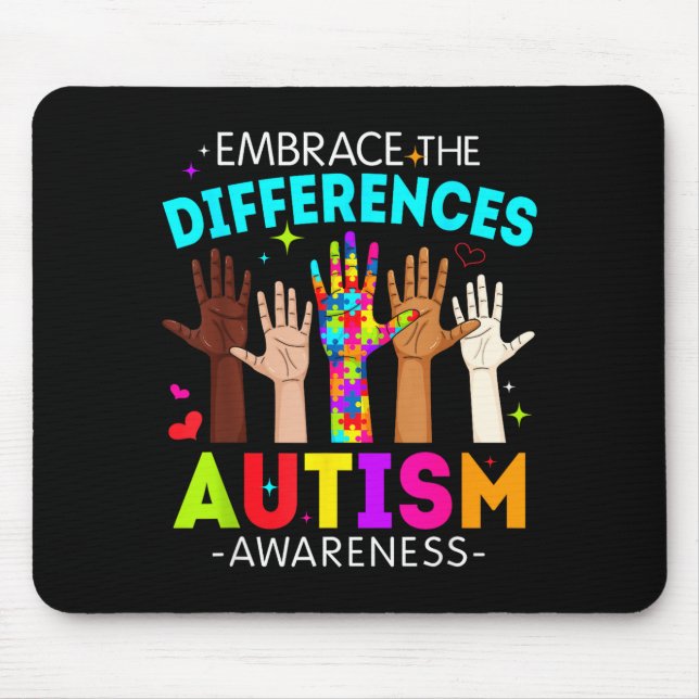 Embrace the differences autism awareness autistic mouse pad (Front)