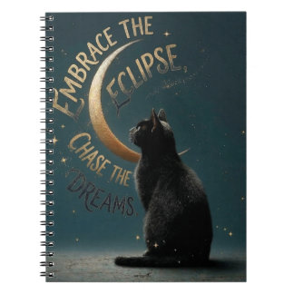 "Embrace the Eclipse" Celestial Cat Illustration Notebook